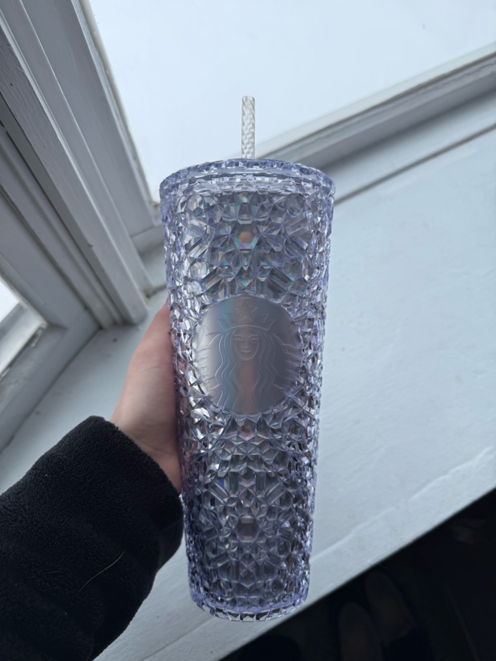 New 2024 Starbucks Silver Iridescent Gem 24oz Tumbler Cup Venti Cold Diamond
